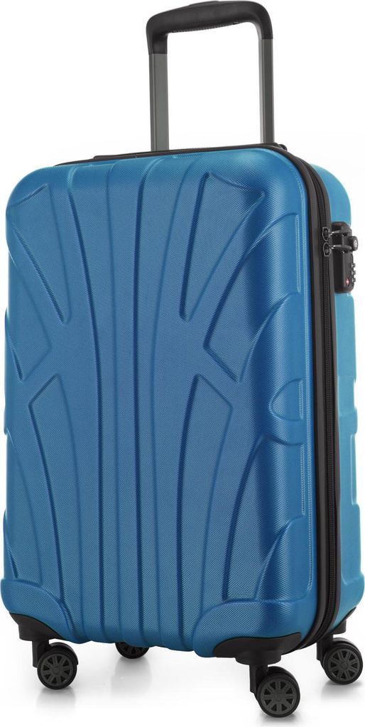 A blue suitcase on a white background.
