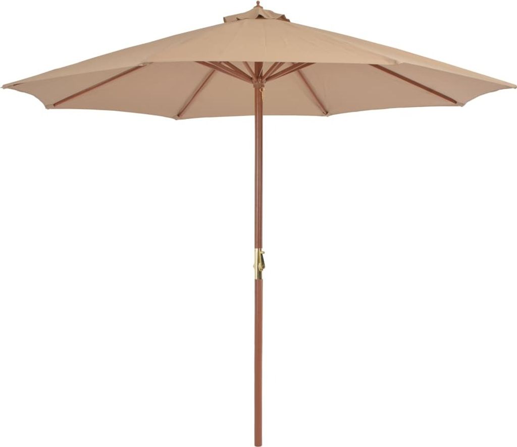 The Living Store Sonnenschirm mit Holz-Mast 300 cm Taupe