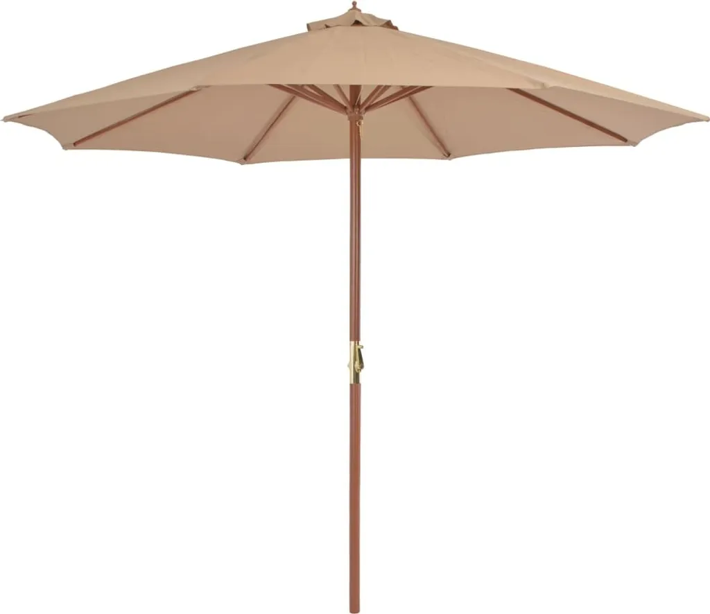 Ombrellone Professionale 3m Palo Legno Taupe - The Living Store Shop