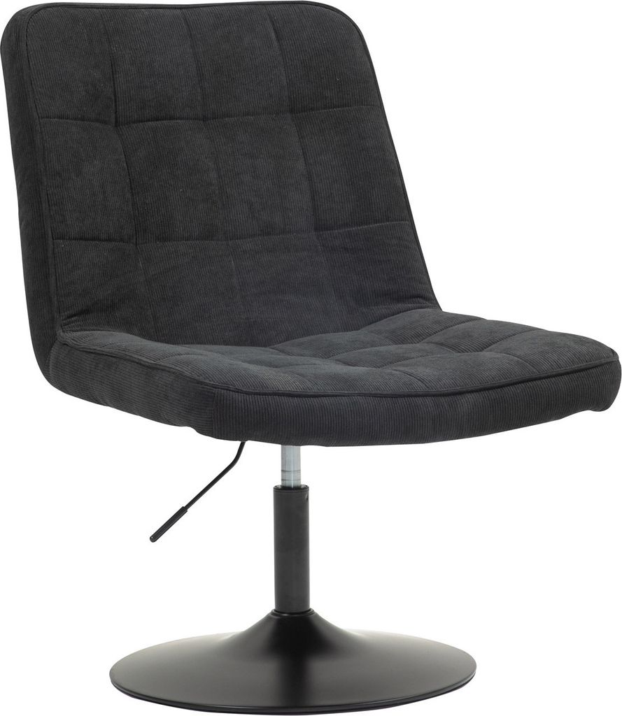 SVITA HENRY Loungestuhl Cocktailsessel Drehfuß Loungesessel Cordbezug Schwarz