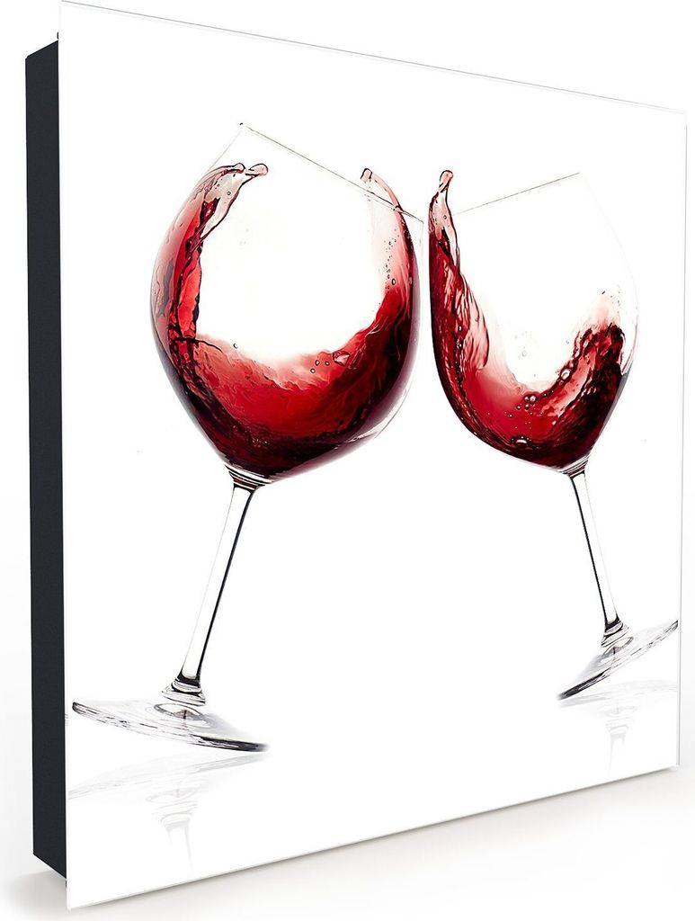 Nachbildung-Schlüsselkasten, Magnetpinnwand und Memoboard mit Glasfront Motiv Toast mit Rotwein