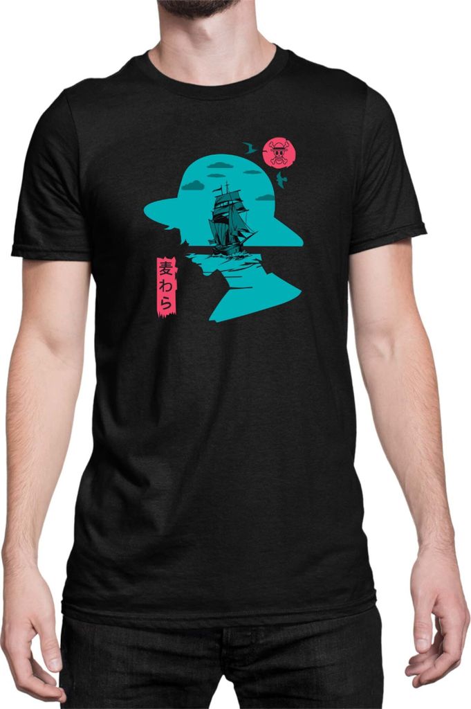 Herren T-Shirt Japan Anime Manga One Manga Piece Anime Luffy 07 Thousand Sunny, Man 3XL / Schwarz