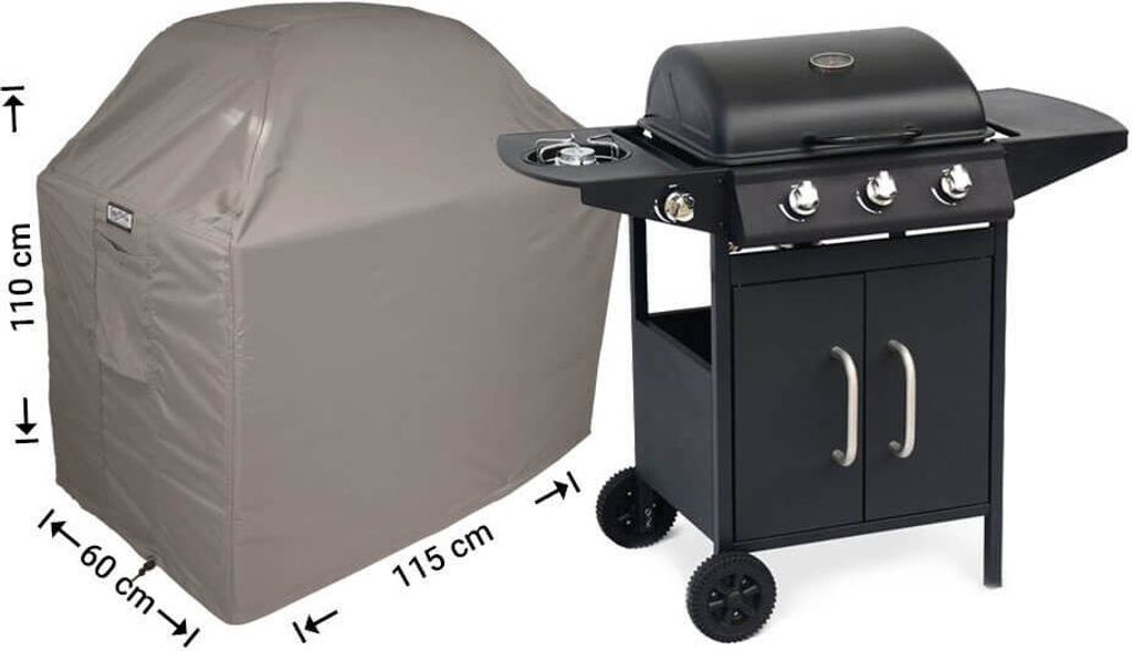 Raffles Covers Abdeckung für BBQ 115 x 60 cm | Atmungsaktiv | Wasserdicht | UV-beständig | Doppelnähte | Elastischer Kordelzug