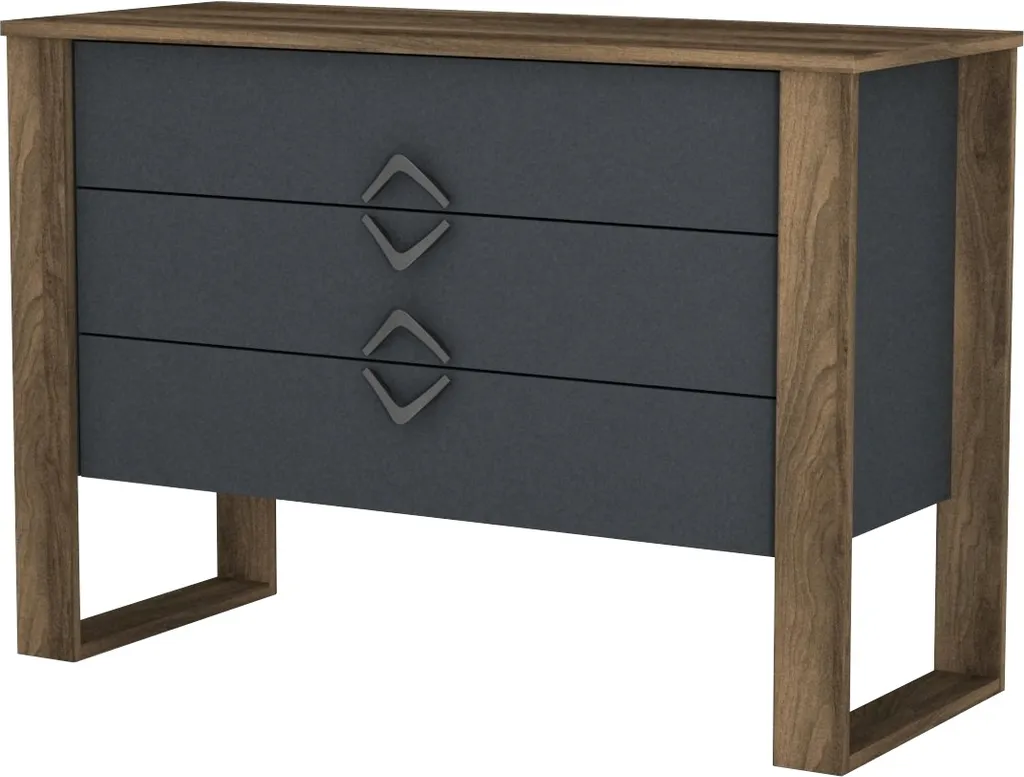 Commode Salon ou Chambre Boomerang en Noyer - Meuble Rangement 110 cm