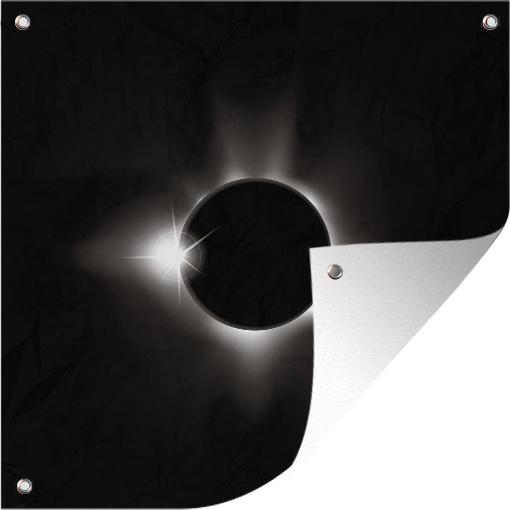MuchoWow 50x50 cm Outdoor-Poster Gartendeko Sichtschutz Garten Poster für den Garten Schwarz-Weiß-Abbildung der Sonnenfinsternis