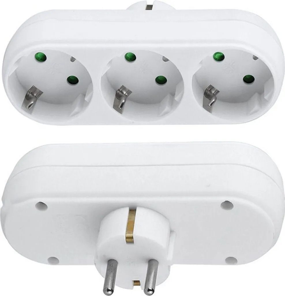 2X 3-Fach EU Steckdosenadapter,3-fach Rund Mehrfachstecker Produktbild 1