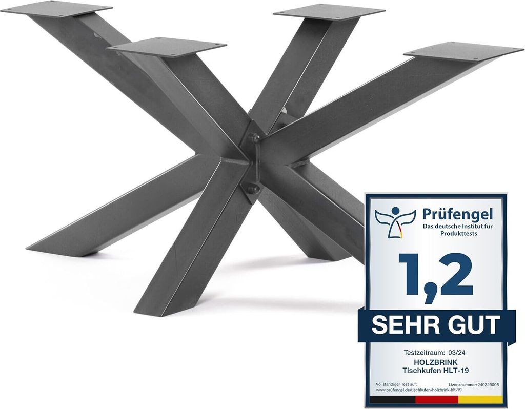 HOLZBRINK Tischbeine aus Metall, Tischgestell für Couchtisch Computertisch Gartentisch, 98x40x43 cm (LxBxH), Grau, 1 Stück, HLT-19-G-BB-7016