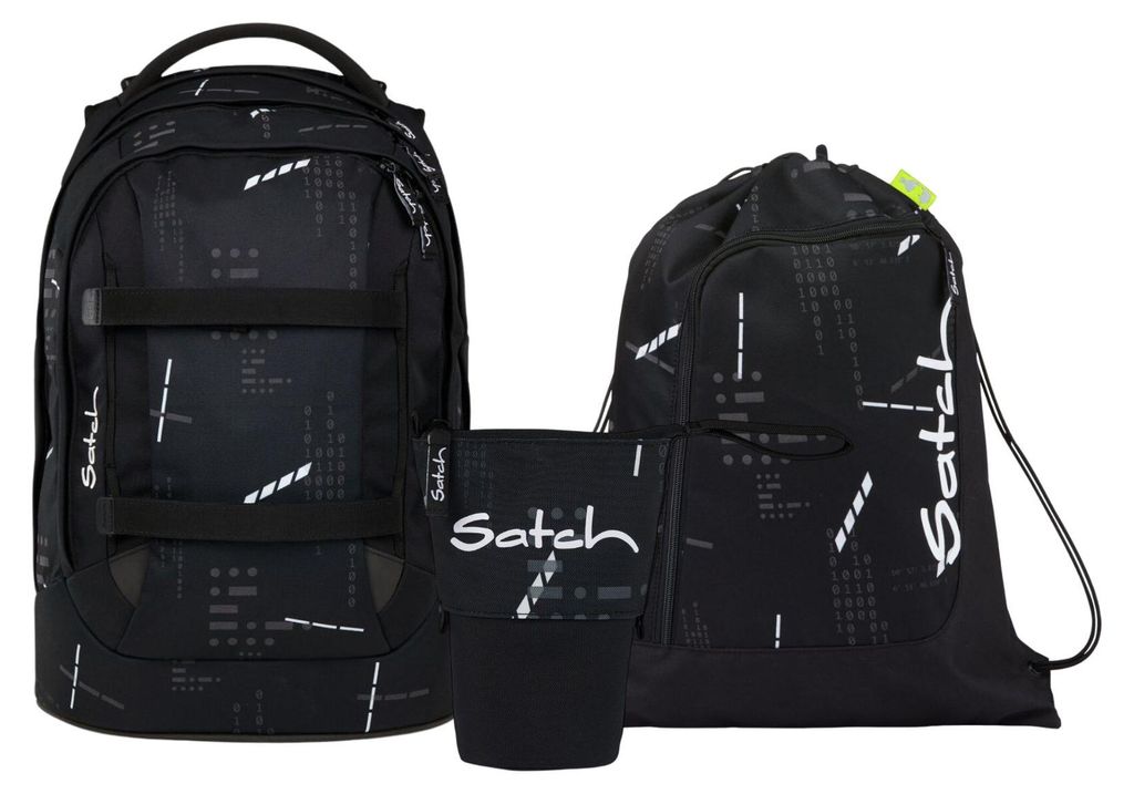Satch, Schulrucksack-Set PACK Ninja Matrix 3-teilig, ab 5. Klasse