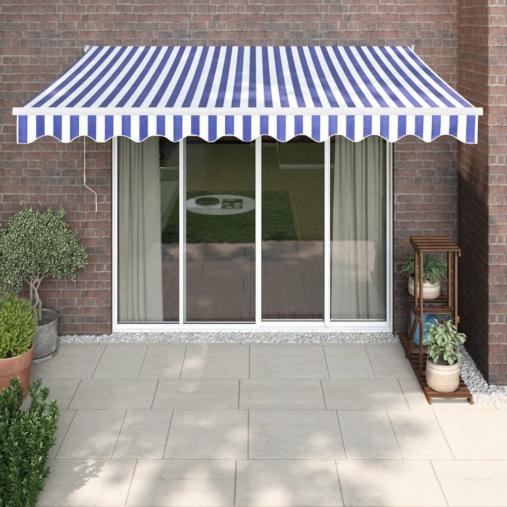 Möbel Markise Einziehbar Blau und Weiß 3x2,5 m Stoff und Aluminium - Markisen 3154421