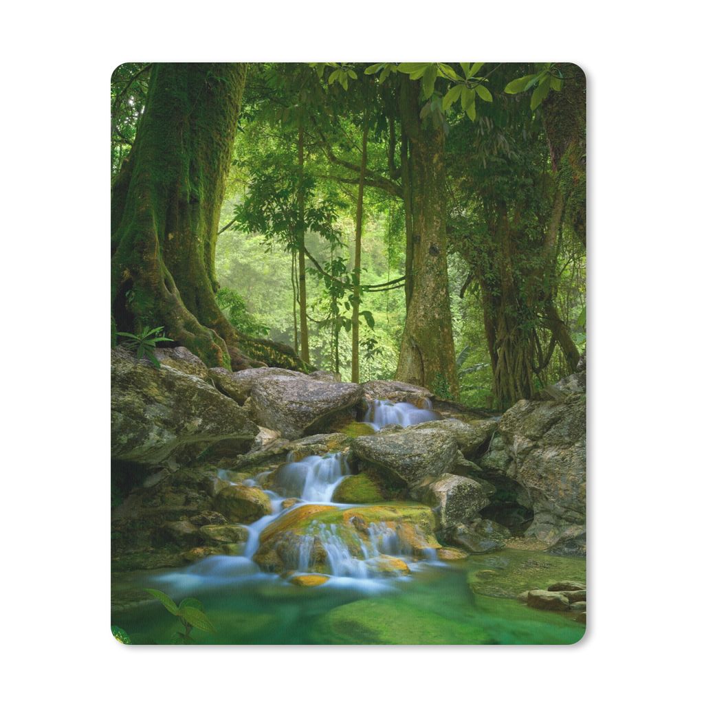 MuchoWow Mauspad Mousepad Dschungel - Steine - Wasser - Natur - Pflanzen 30x40 cm - Mousepads - Maus Mat - Pad - Mausunterlage - Mausmatten