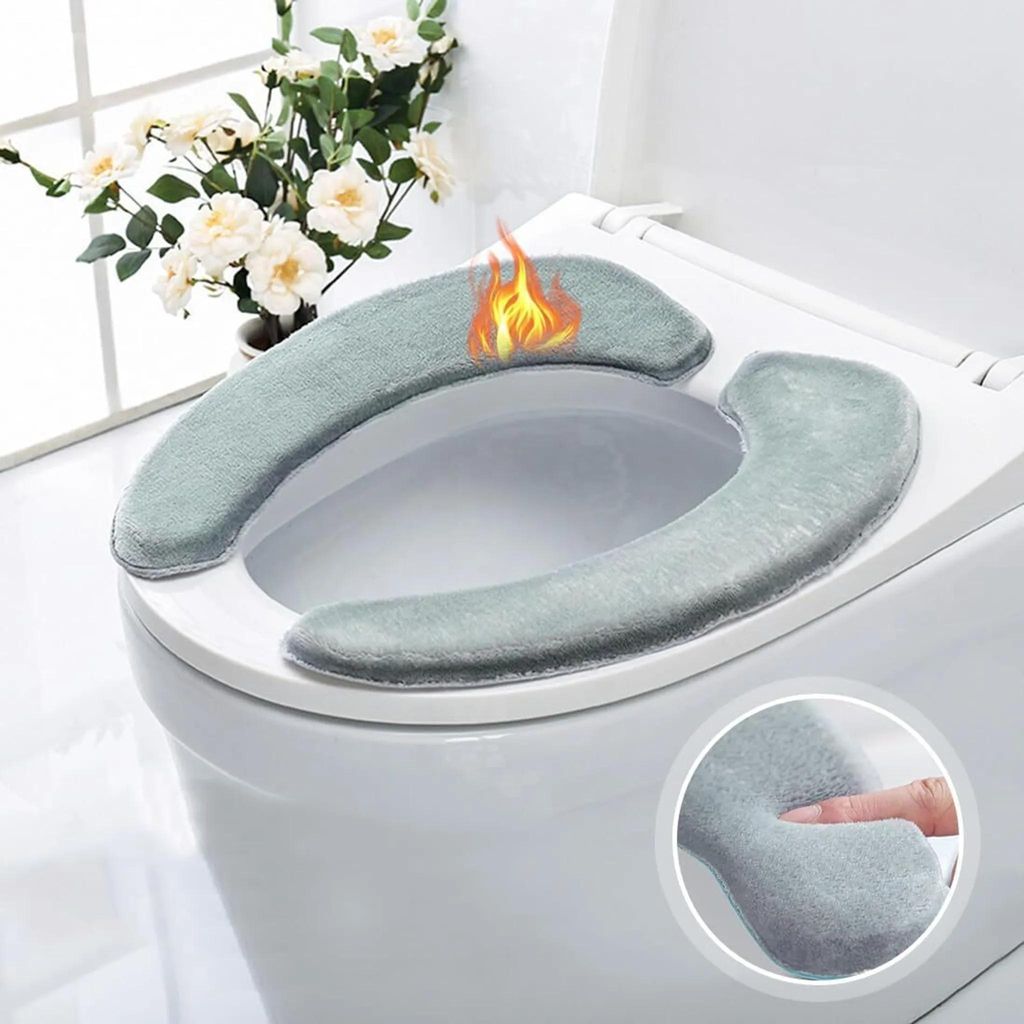 WC-Sitzbezug, Plüsch, weich, dick, warm, waschbar, 2 Stück, Produktbild 