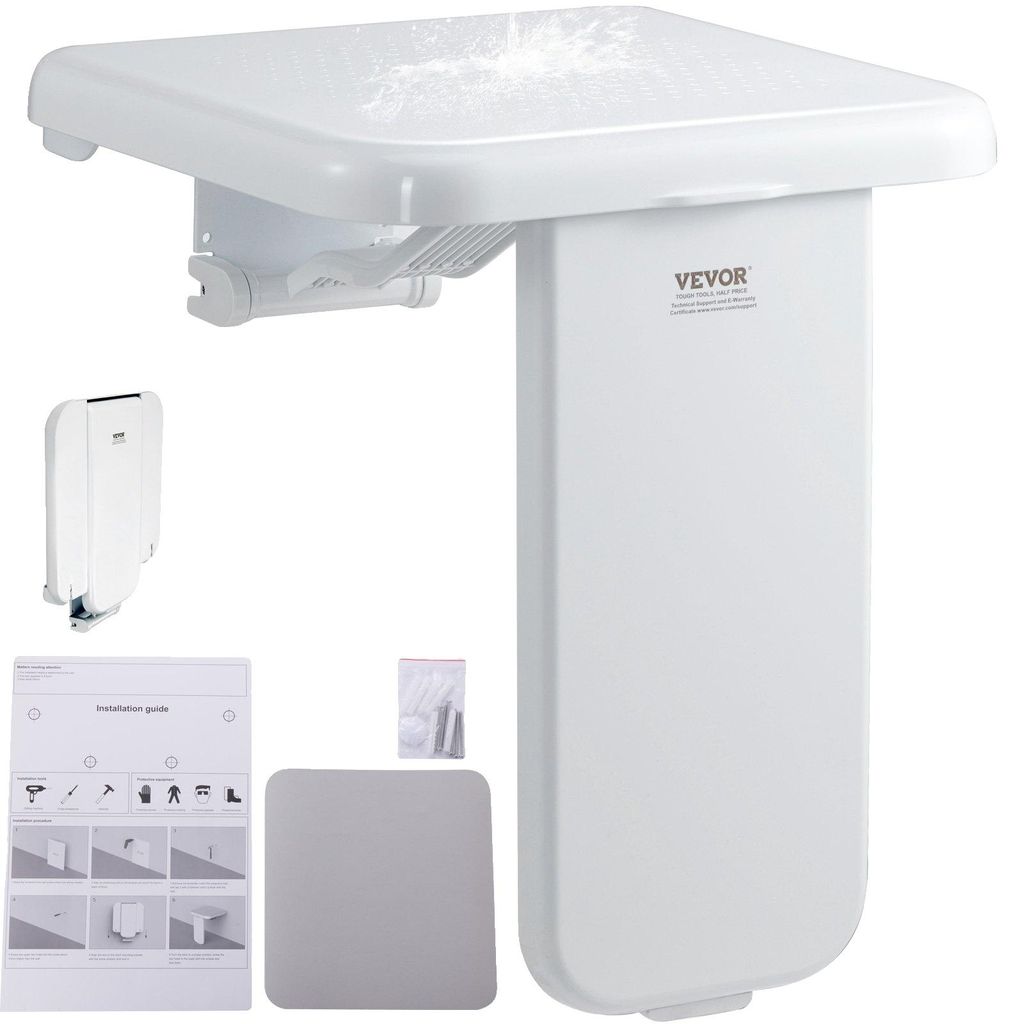 Siège de douche pliable VEVOR en ABS, 40 x 42 cm déplié, Image du produit 