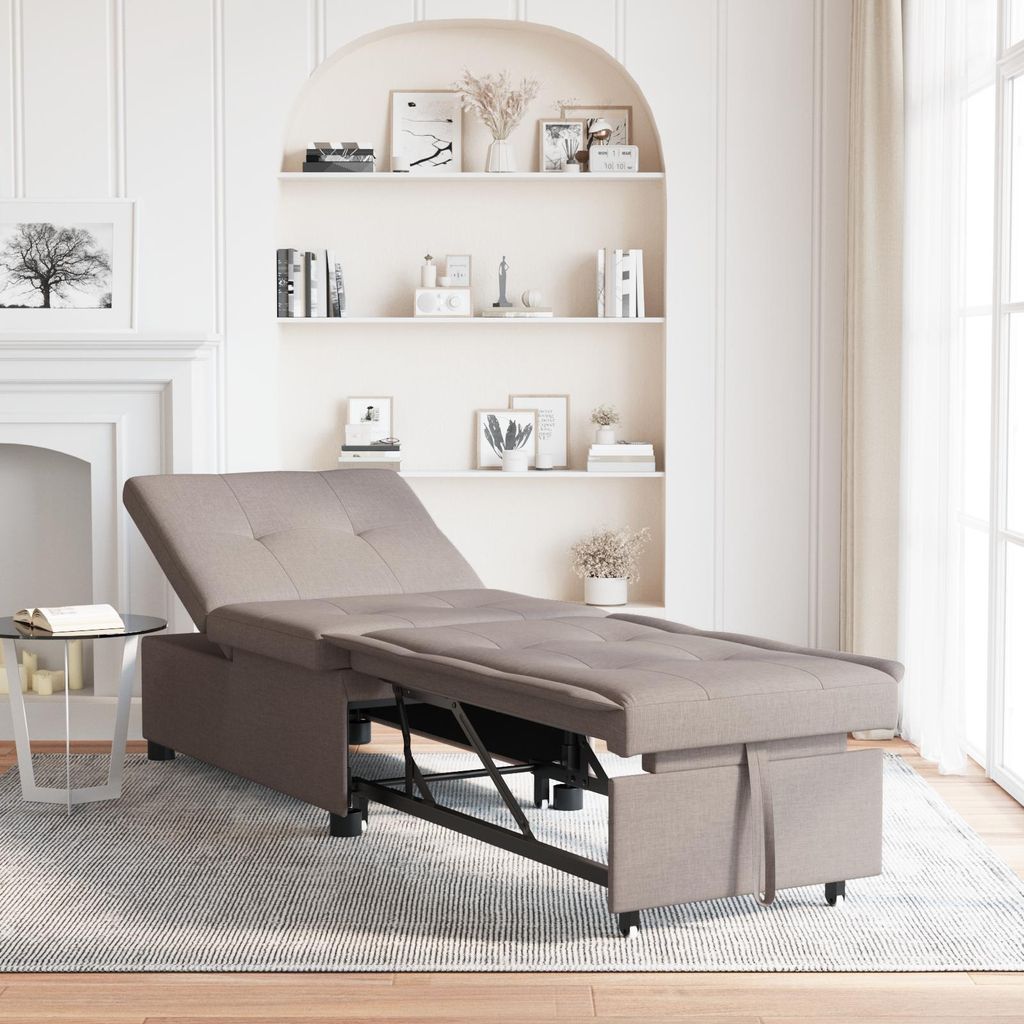 Schlafsofa 3-in-1 in Taupe, Design Möbel Schlafsofas Neu