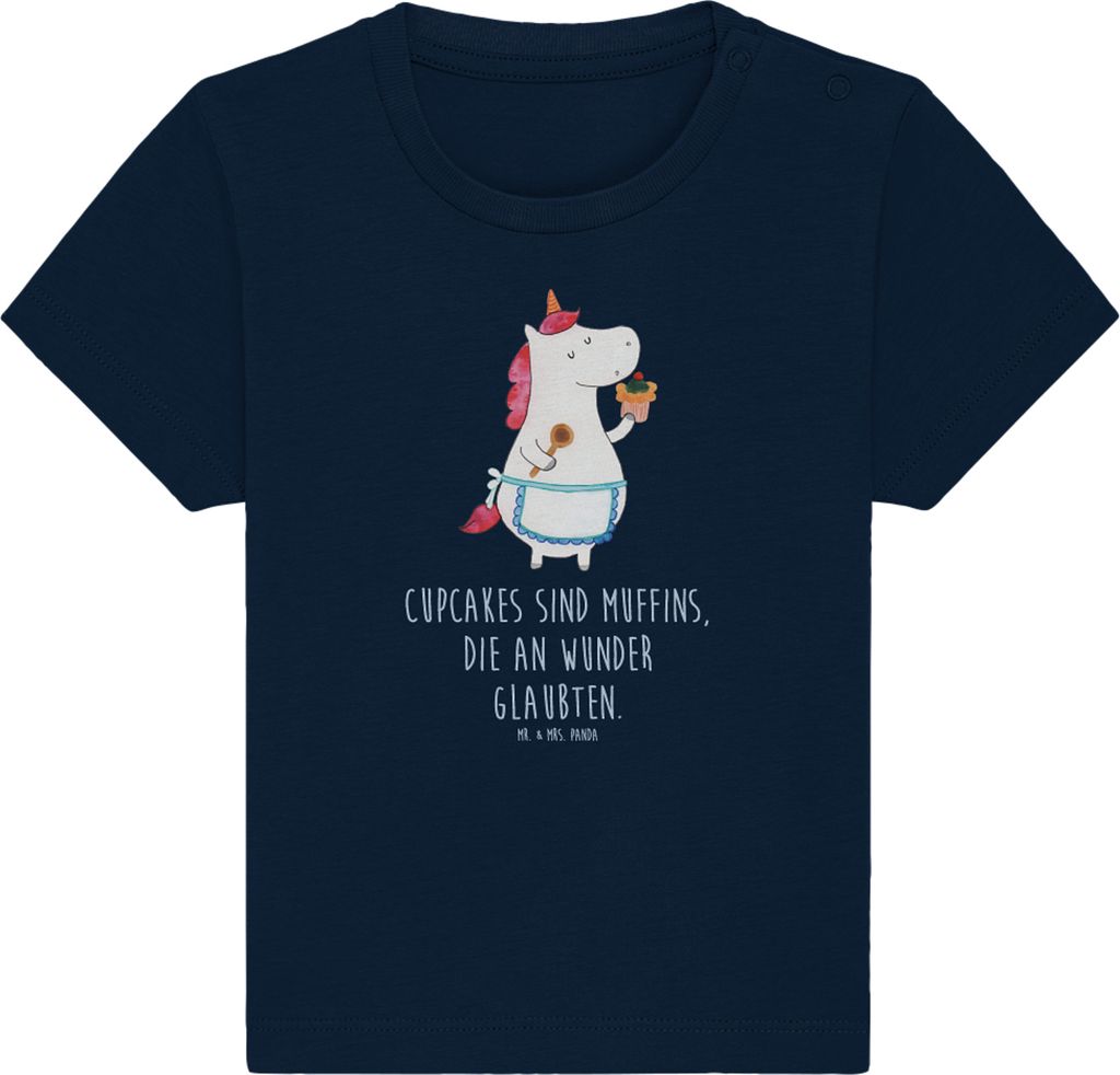 Mr. & Mrs. Panda Babyshirt Einhorn Küche 12. - 18. Monat - French Navy - Geschenk, Unicorn, Baby T-Shirt, Kuchen, Torte, Muffin, Kinder, Baumwolls...