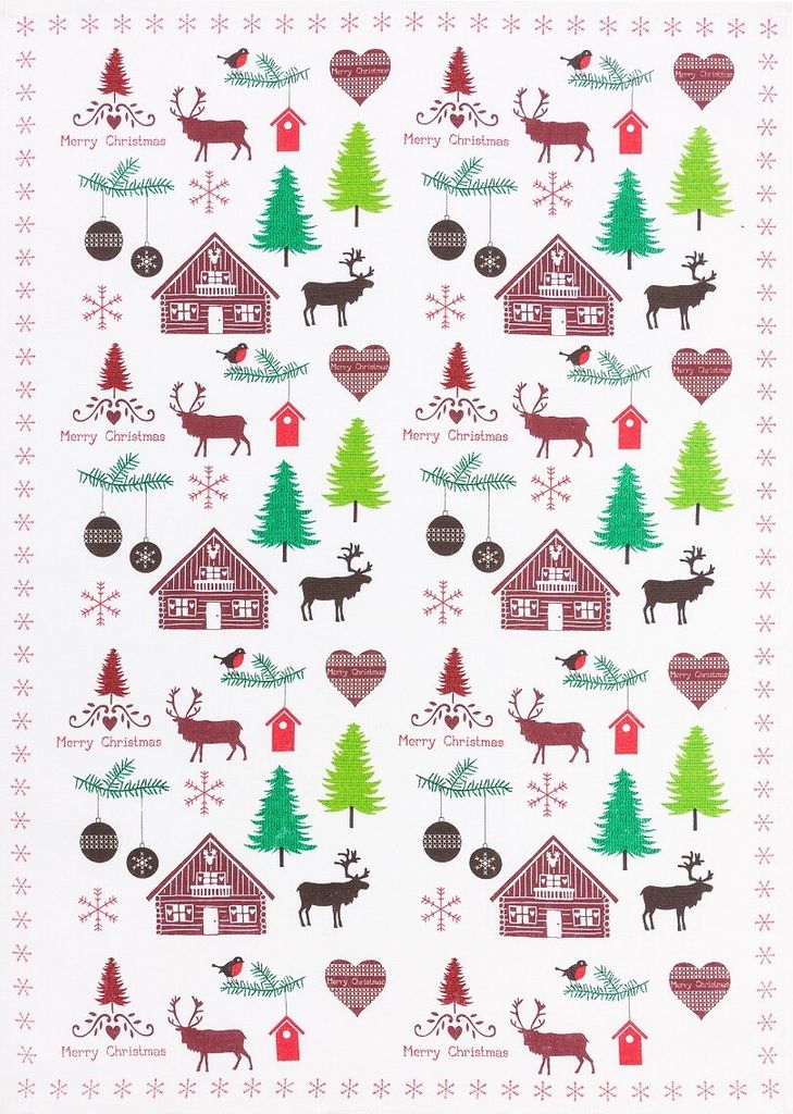 Geschirrtuch Weihnachten Blockhütte, Geschirrtücher Produktbild 