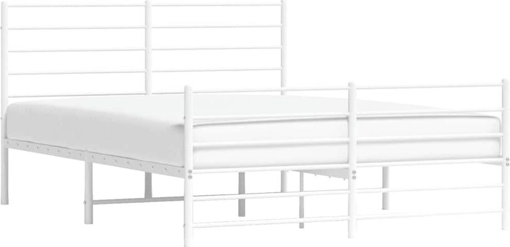 vidaXL Bettgestell mit Kopf- und Fußteil Metall Weiß 140x190 cm
