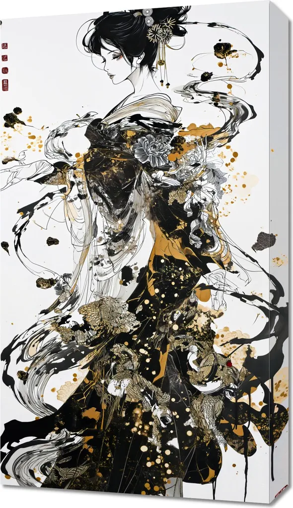 Décoration murale Odyssées encre de Chine - Tableau format 40x70 cm