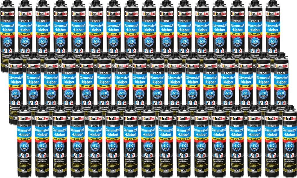 Isolbau B2 Dämmstoffkleber - 48 x 750 ml Perimeterkleber für EPS- & XPS-Platten - 1K PolyurethanKlebeschaum für Dämmung und Isolieren