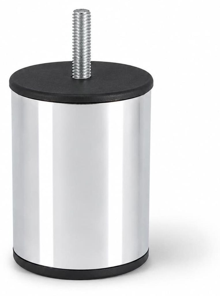 Möbelstempel Chrom 80mm Höhe -  Aluminium Möbelfuß Rund Produktbild 