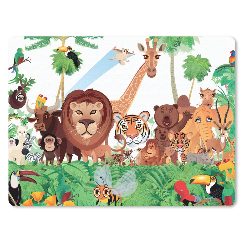 MuchoWow Mauspad Mousepad Wilde Tiere - Dschungel - Löwe - Tiger - Mädchen - Kinder - Jungen 40x30 cm - Mousepads - Maus Mat - Pad - Mausunterl...