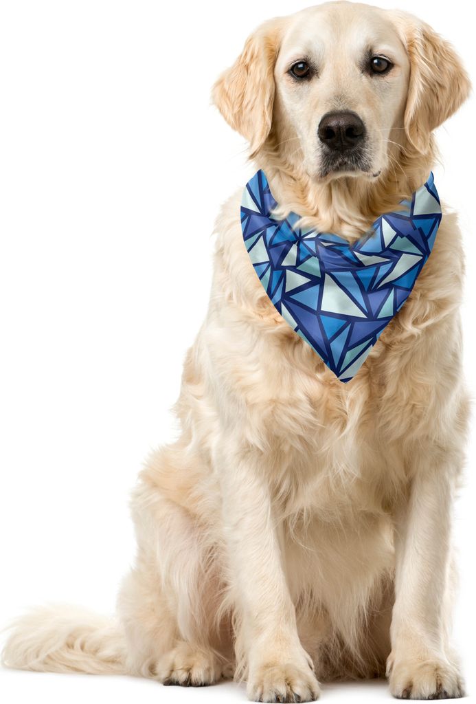 ABAKUHAUS Blau Haustier Bandana, Geometrische Zusammenfassung Ice, 40x40 cm, Blau Weiss