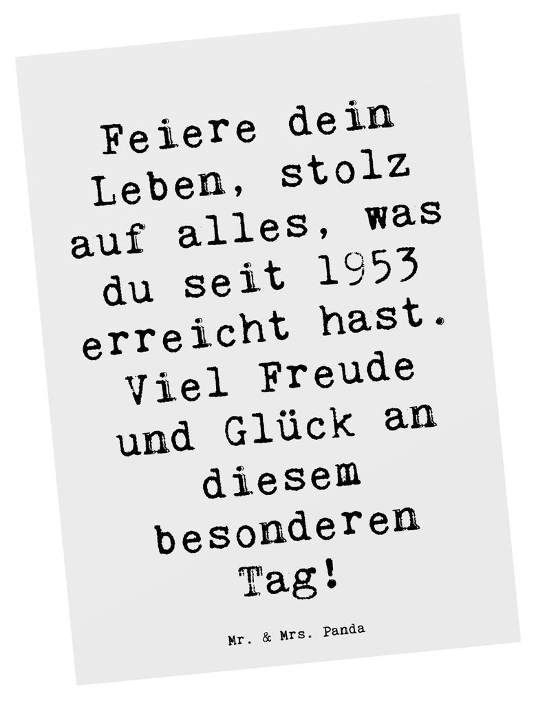 Mr. & Mrs. Panda Postkarte Spruch 1953 Geburtstag - Weiß - Geschenk, stolz auf alles, Alter, Postkarten, seit erreicht, bildkarte, Ansichtskarten,...