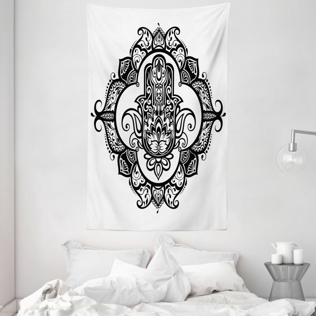 ABAKUHAUS Hamsa Wandteppich und Tagesdecke, Kurvige Antik-Design aus Weiches Mikrofaser Stoff Waschbar ohne Verblassen Digitaldruck, 140 x 230 cm, ...