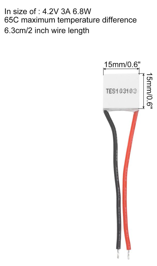 TES1-3103 Halbleiter-Kš¹hltabletten 4,2V 3A 6,8W Kš¹hlk?rper Thermoelektrischer Kš¹hler Kš¹hlplattenmodul 15x15mm