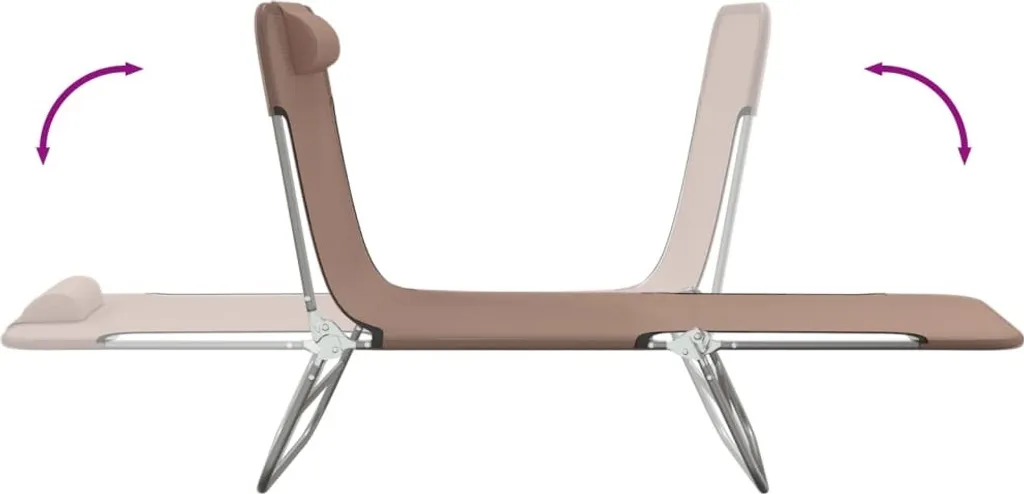Bain de soleil pliable en Textilène marron avec structure Acier - Lot de 2 - 7