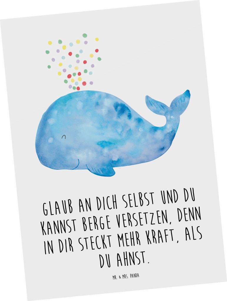 Mr. & Mrs. Panda Postkarte Selbstvertrauen stärken - Weiß - Geschenk, bildkarte, Postkarten, positive Energie, Vertrauem, Achtsamkeit, Zuversicht...
