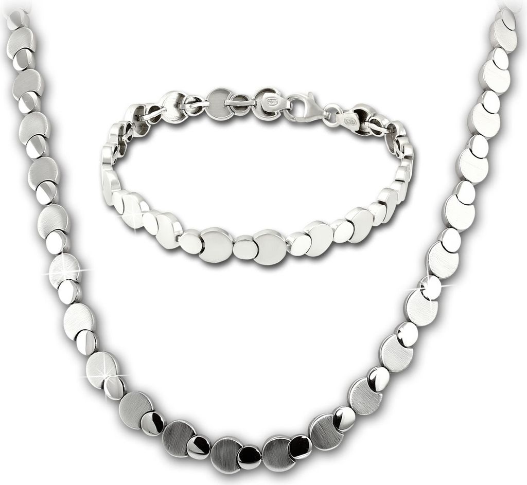 SilberDream Schmuck-Set Collier und Armband 925 Silber Circles Damen SDS474J