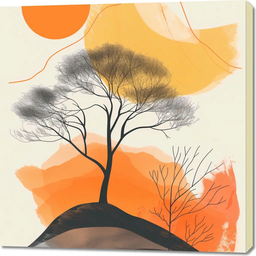 Quadro 100x100 cm Albero nello Spazio | Tela Canvas Moderna per Salotto