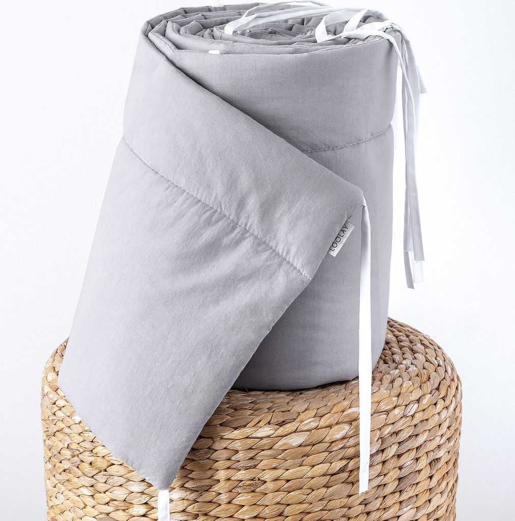 100% GRAU Baumwolle 360 x 30 cm BETTUMRANDUNG Babybett Produktbild 