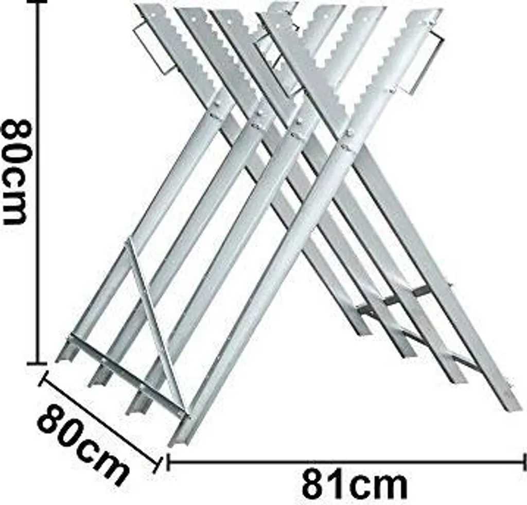 Chevalet de Sciage Robuste 150kg en Acier Galvanisé avec Support Pliable