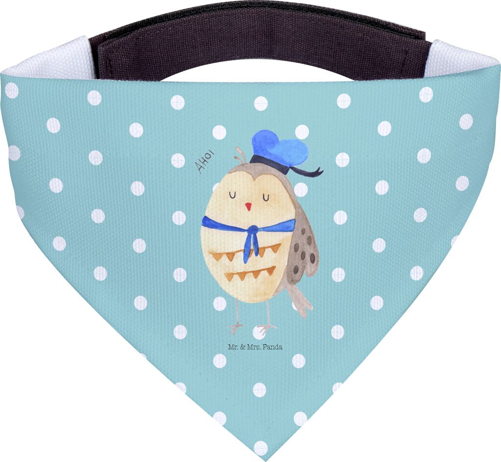 Mr. & Mrs. Panda Dreieckstuch Eule Matrose - Türkis Pastell - Geschenk, Halstuch für Hund, Hunde, Hochzeitstag, Owl, Bandana, Hals Tuch, Freundin...