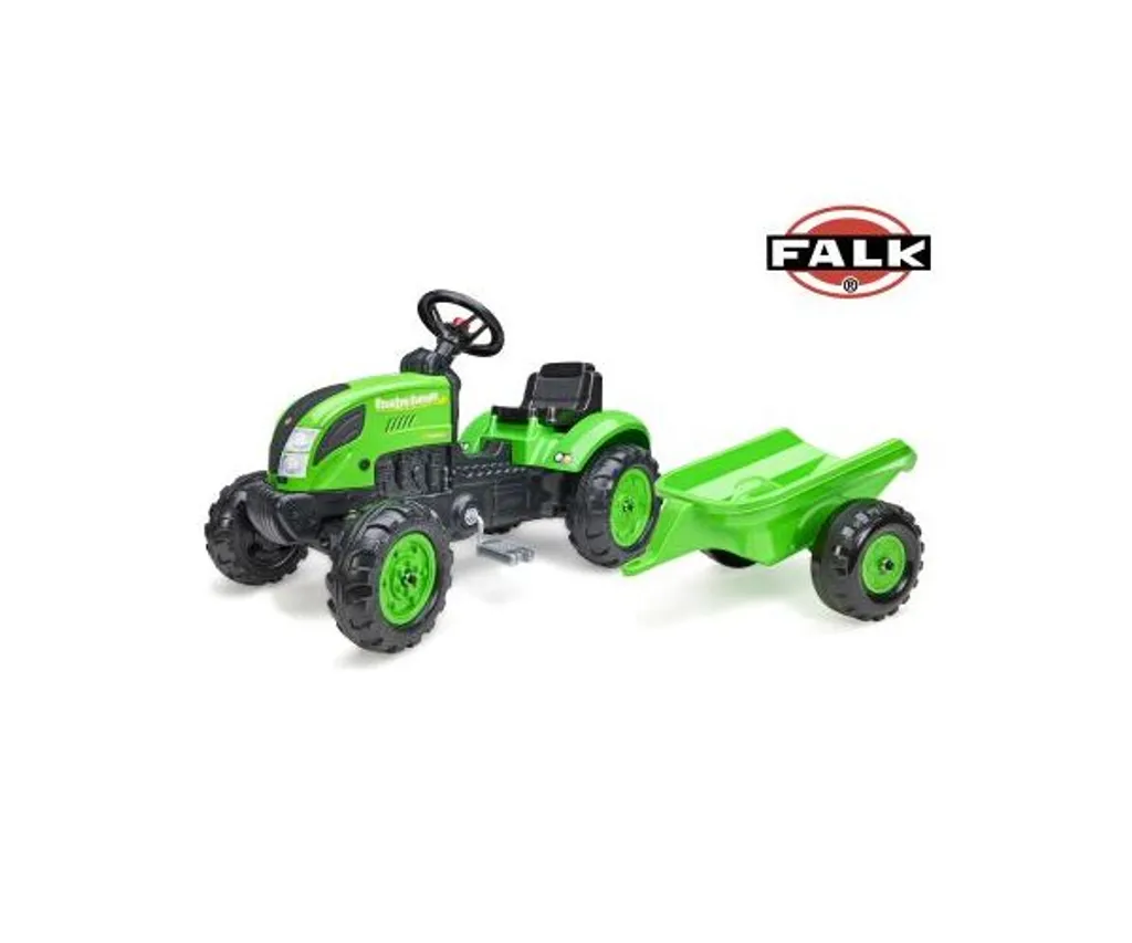 Falk Tracteur à pédales Country Farmer vert avec remorque amovible - 2