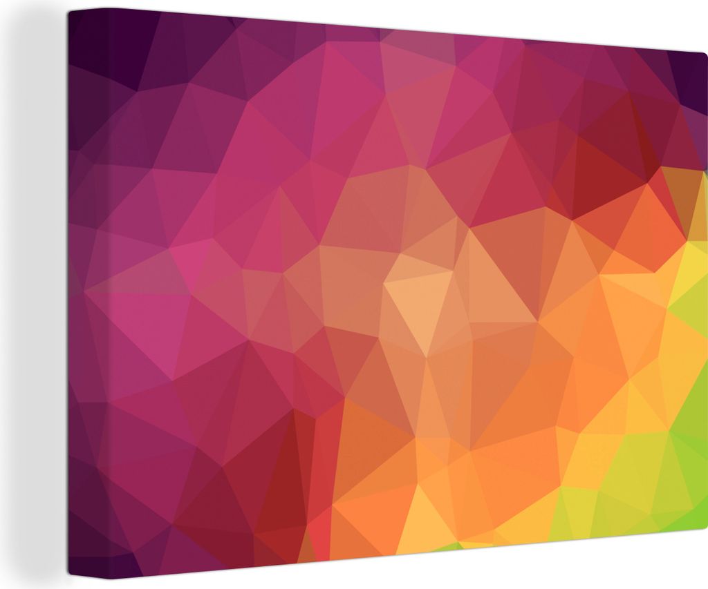 OneMillionCanvasses - Leinwandbilder - 140x90 cm, Abstrakter Low-Poly-Regenbogen, Wandbilder Kunstdruck Wanddekoration