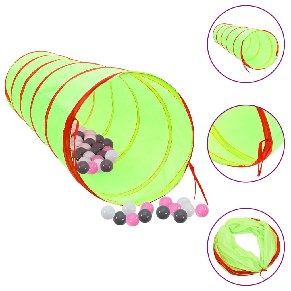 Spieltunnel mit 250 Bällen Grün 175 cm Polyester , Kinderzelte Design 2024