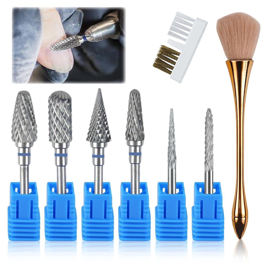Nagelfräser Bits Set 6 Stück Diamant Wolframstahl für Produktbild 