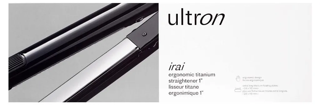 Lisseur Ultron Irai ergonomique en titane noir pour lissage cheveux