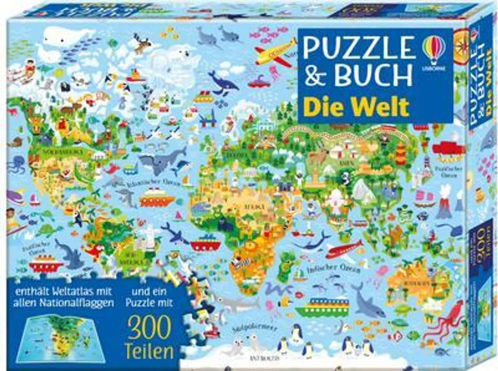 Coffret cadeau puzzle et livre éducatif sur la géographie du monde