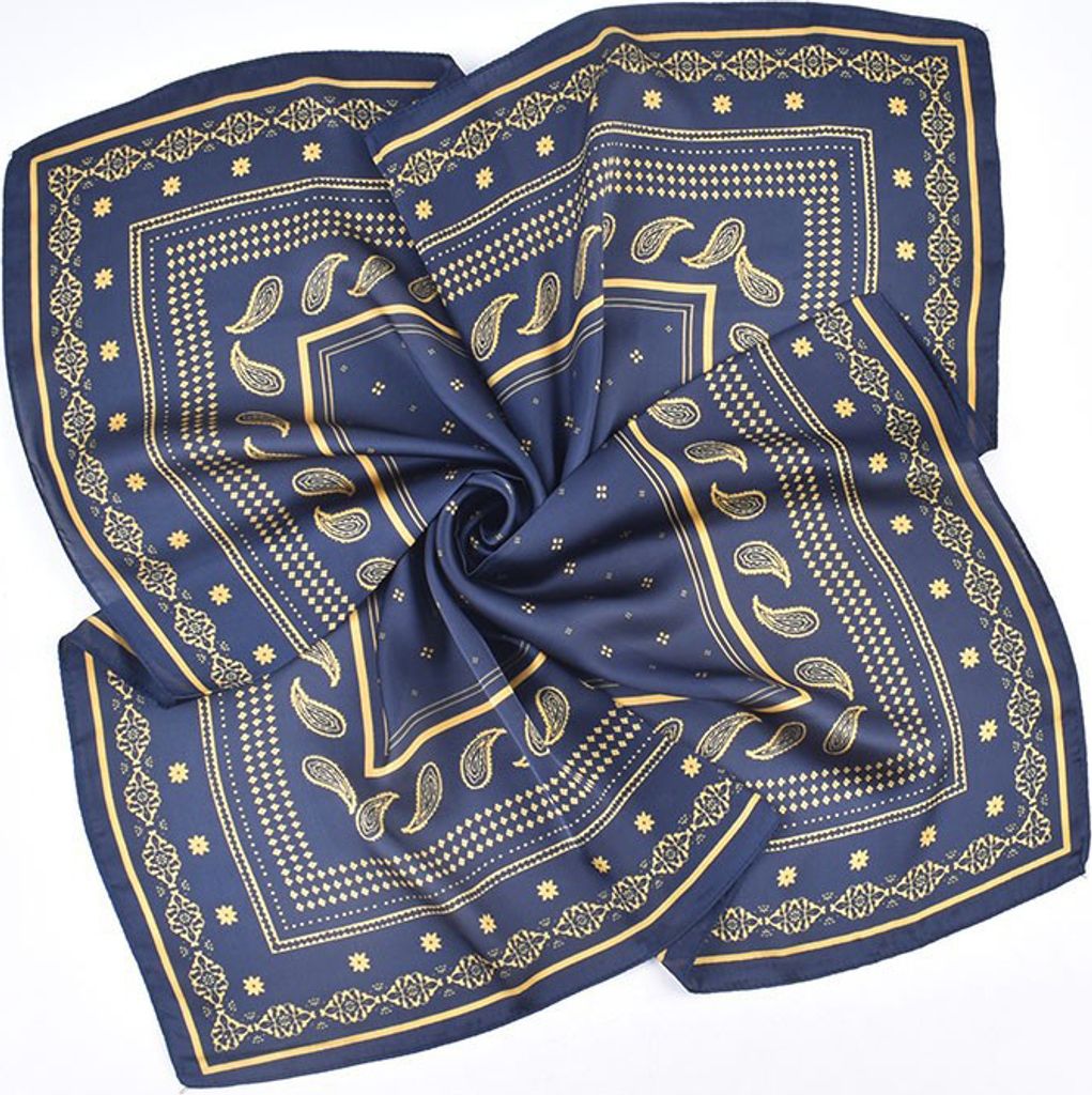 INF Eleganter Satin-Chiffon-Quadratischer Schal Navy blau