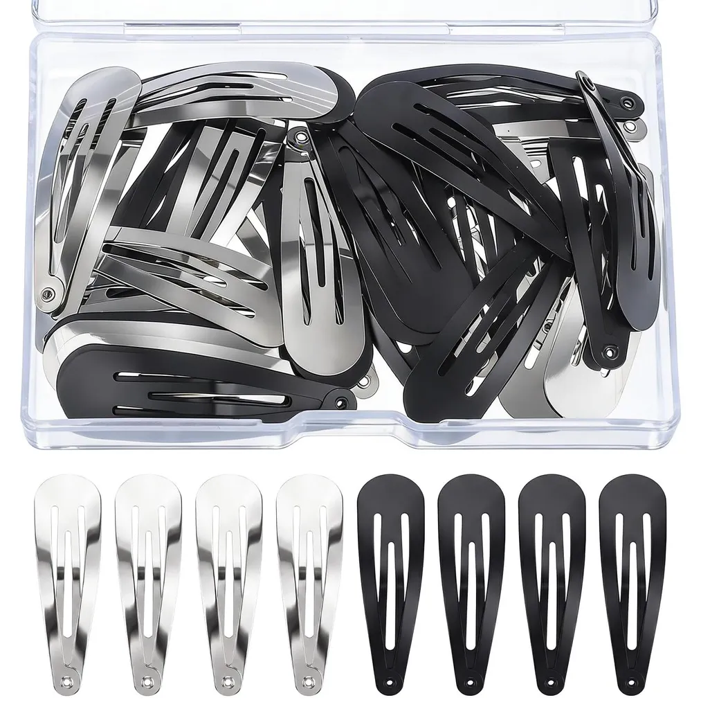 40 Barrettes Cheveux Fille 5cm en Métal Antidérapant avec Boîte