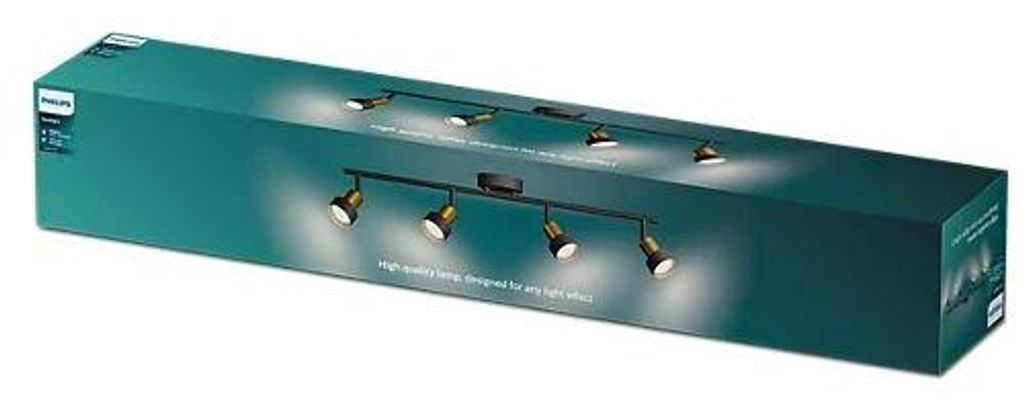 Philips Conduit Decken-/Wandspot 4x, Schienenlichtschranke, GU10, 4 Glühbirne(n), LED, 220-240 V, Schwarz, Messing