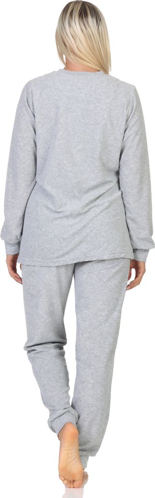 Normann Damen Frottee Schlafanzug Homewear Loungewear mit Sternenmotiv - auch in Übergröße ; grau-mel. , 56