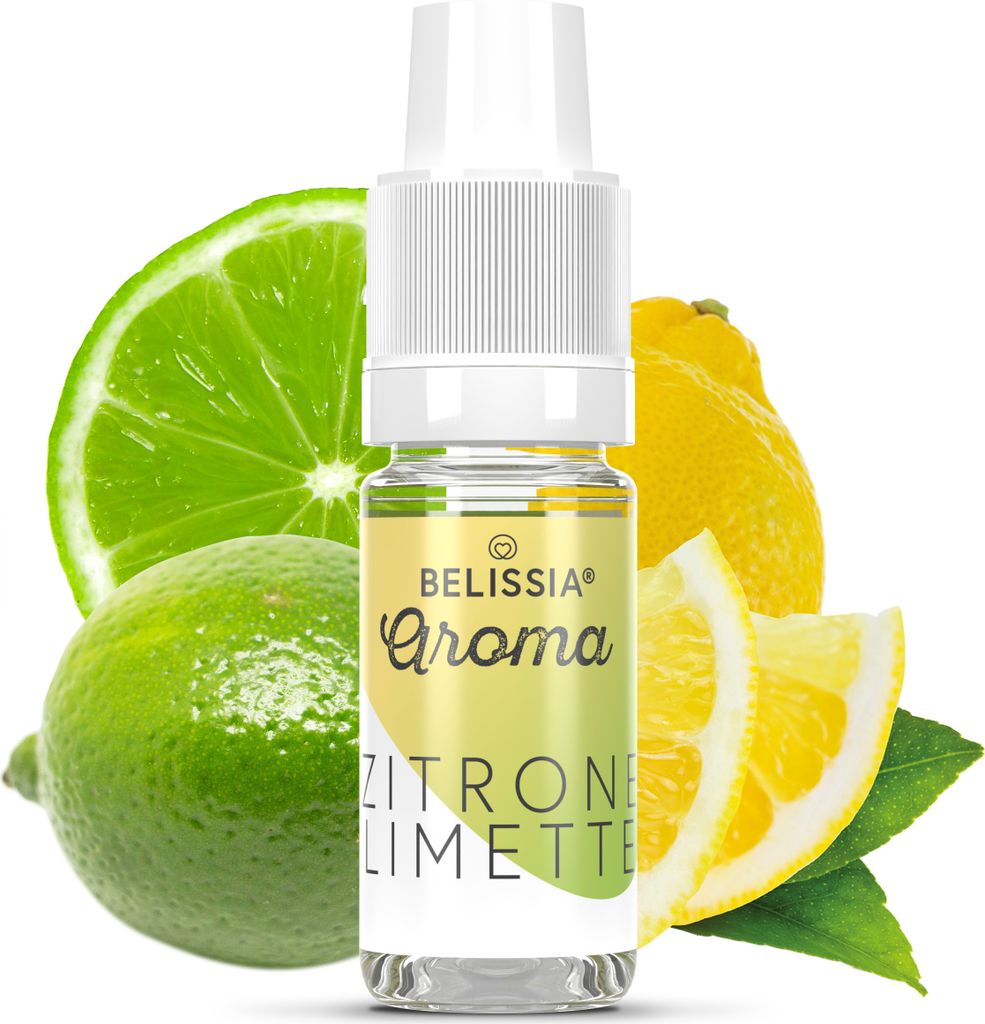 Belissia Lebensmittelaroma Zitrone-Limette - 10ml Hochdosiertes Aroma - Kalorienfrei, Vegan - Für Speisen, Getränke, Shake, Quark, Nebelmaschine ...