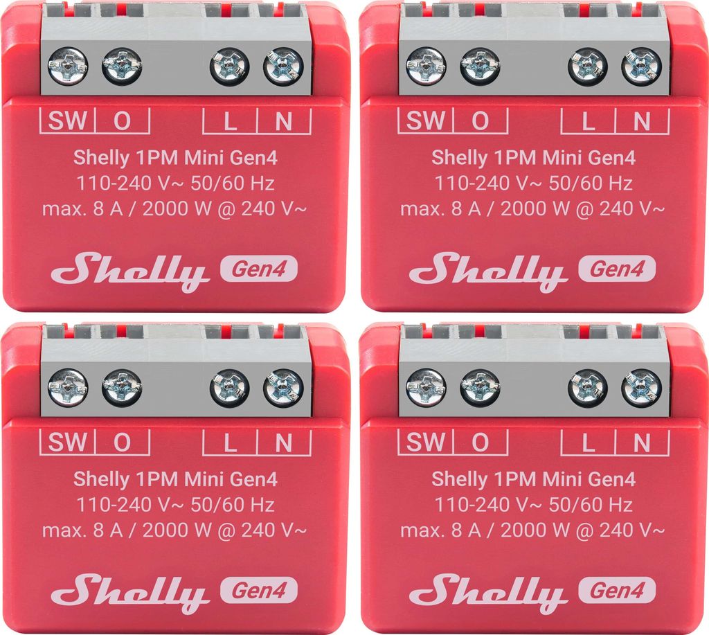SHELLY Relais 1PM Mini Gen4, 8 A, WLAN, Bluetooth, rot, 4 Produktbild 