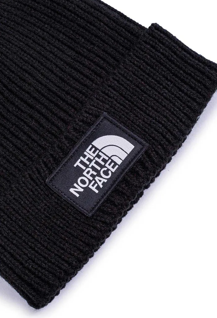 Bonnet en maille THE NORTH FACE Logo Box chaud et confortable noir uni