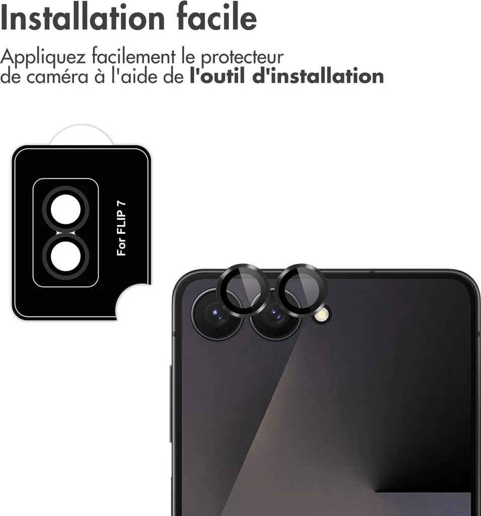imoshion Camera Protector Glass 2 Pack per Samsung Galaxy Z Flip 7 - Nero - 6