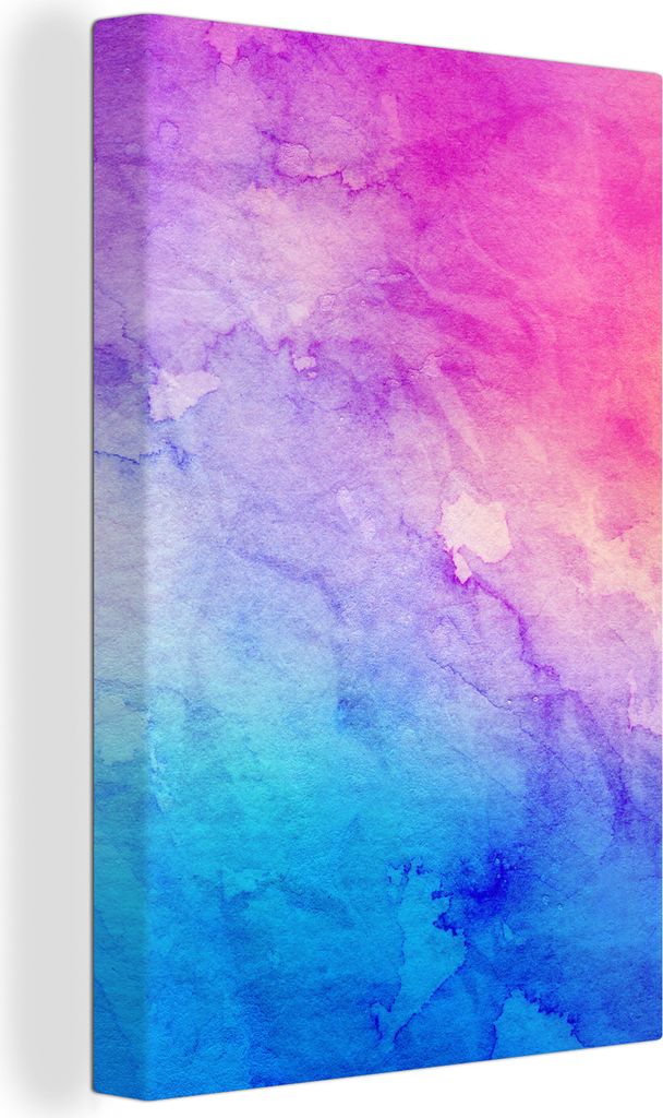 OneMillionCanvasses - Leinwandbilder - 90x140 cm, Aquarell - Rosa - Lila - Blau, Wandbilder Kunstdruck Wanddekoration - Foto auf Leinwand - Gemä...